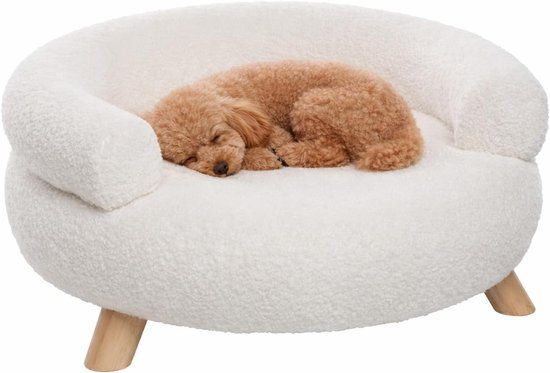 Flamingo Deteno Rond Wit Hondenbed - Sofa voor Hond en Kat - Wit - 54 x 54 x 27 cm