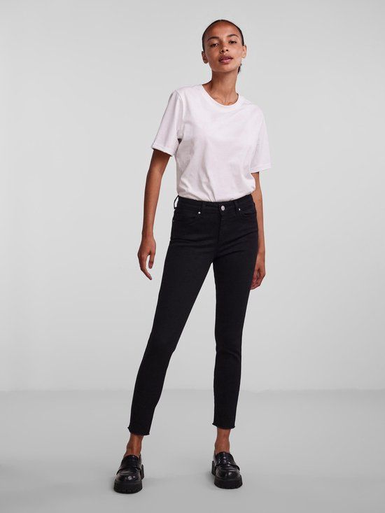 Pieces PCDELLY SKN MW BLC NOOS Dames Jeans Black Denim - Maat SxL30