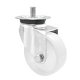 Wagner 03208101 Zwenkwiel, diameter 75 mm, hoogte 100 mm, verzinkt staal, wit, plaat met schroefdraad M10 x 17, draagvermogen 60 kg