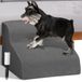 BAKAJI Ladder voor huisdieren met 2 treden en rol, afneembare bekleding van geribbelde stof, helling voor katten en oudere honden, ladder met schuimvulling met hoge dichtheid (grijs)