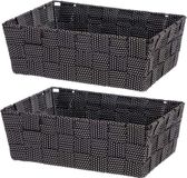Kipit Kast/badkamer opbergmandjes - Set van 4x stuks - Zwart - 24 x 20 x 8 cm