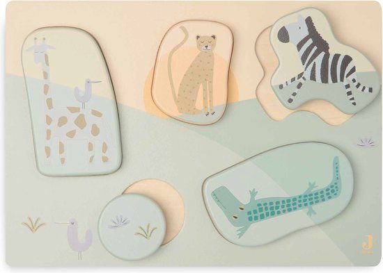 Jollein Houten Puzzel Jungle Jambo - 6+ maanden - Unisex