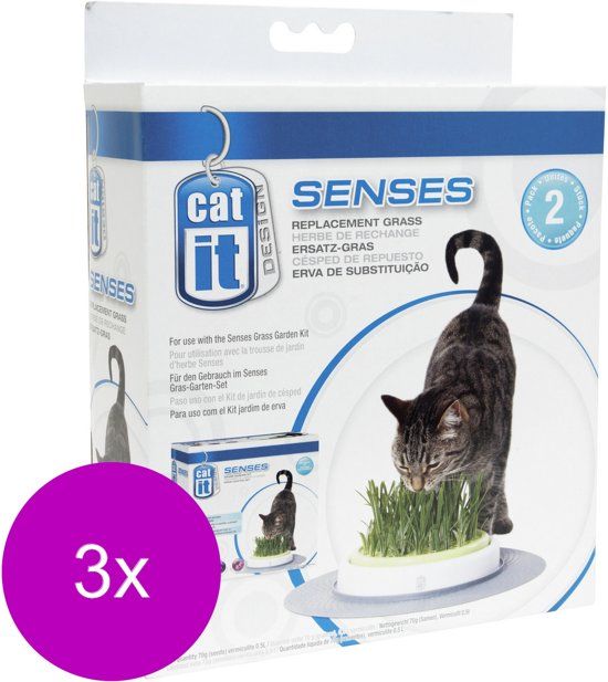 Catit Senses Grass Garden Navulling - Kattenspeelgoed - 3 x 2 stuks