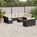 Maison Exclusive - Ensemble de jardin, 13 pièces, avec coussins, noir, en polyrotin