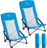 TIMBER RIDGE 2 Stuks Strandstoelen - Opvouwbaar & Lichtgewicht - 150KG draagvermogen - Hoge mesh rugleuning - Voor strand & camping - Blauw