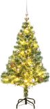 vidaXL Kunstkerstboom met 150 LED's, kerstballen en sneeuw, 120 cm