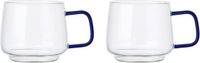 La Cafetière Glazen Mokken Gyro Borosilicaatglas Blauw Handvat Set van 2