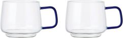 La Cafetière Glazen Mokken Gyro Borosilicaatglas Blauw Handvat Set van 2