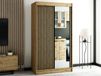 LAMORA Armoire 2 portes coulissantes 120 cm chêne artisan avec miroir