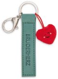 Merkloos / Sans marque NICI Sleutelhanger Broederhart met Hartje - Kunstleer Lus voor Tas of Rugzak - 10 cm - Groen
