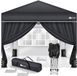 Tillvex Paviljoen, 3 x 3 m, waterdicht, pop-upvouwtent, in hoogte verstelbaar, tuintent, uv-bescherming 50+, partytent met tas (antraciet, met 4 zijpanelen)