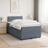 vidaXL Boxspringbed met matras, donkergrijs, 120 x 190 cm, fluweel