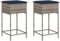 vidaXL Tuinbarkrukken met kussens, 2 stuks, grijs, polyrotan