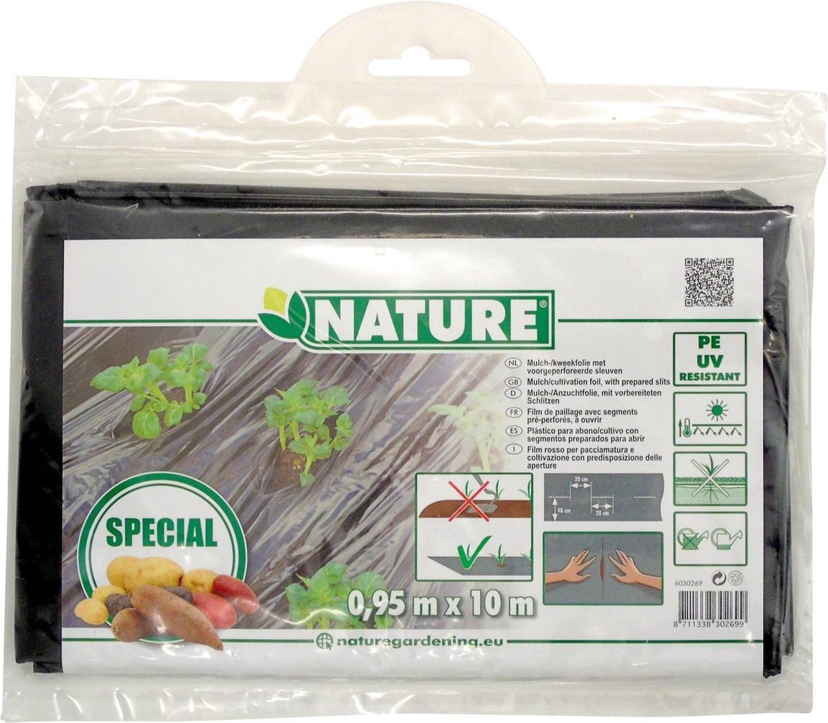 Nature Kweekfolie Aardappelen - Groeifolie Gronddoek - 0.95x10 m Zwart Anti-Uv