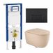 Geberit QeramiQ Dely Swirl Toiletset - 36.3x51.7cm - Geberit UP720 Duofix Sigma inbouwreservoir - 35mm zitting - mat zwarte bedieningsplaat - rechthoekige knoppen - mat beige
