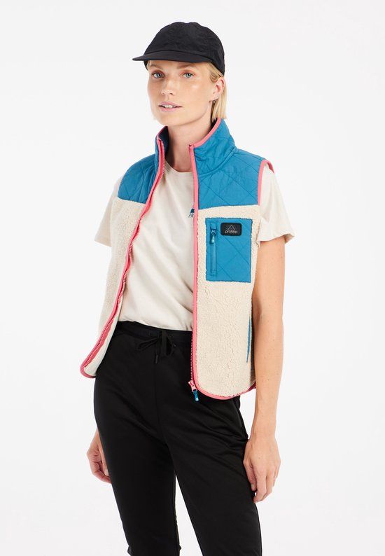 Protest Prttry - Bodywarmer Dames - High-pile teddy fleece - Ritssluiting – Surfing Blue