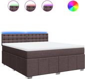 vidaXL Boxspring met matras, stof, donkerbruin, 180x200 cm
