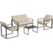 Icecat Salon De Jardin 4 Places Gris, Ensemble 4 Pièces : Canapé 2 Places, 2 Fauteuils Et Table Basse
