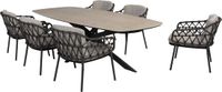 4 Seasons Outdoor Prado Calpi barrel dining tuinset 7-delig 240x105x75 cm keramiek antraciet