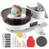 VEVOR Keramische draaibank met draaiplateaus van 36 en 28 cm, elektrische tafelplatenspeler 450 W met pedaal, snelheid verstelbaar van 30 tot 300 omw/min, behuizing van aluminium, voor het modelleren
