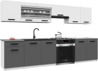 B BELINI GROUP BELINI Keukenblok ITALIA 4 - Keukenmeubel Set 260 cm Wit-Grijs Mat met Werkbladen - Boven- en Onderkasten