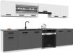 B BELINI GROUP BELINI Keukenblok ITALIA 4 - Keukenmeubel Set 260 cm Wit-Grijs Mat met Werkbladen - Boven- en Onderkasten