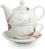 Kraanvogel Tea for One - Theepot met Kop - Porselein - Wit