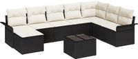 vidaXL - Tuinbank - Set - 9 - st - Zwart en wit - Poly - rattan