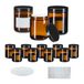 Relaxdays cremepotjes, set van 12, 240 ml, bruin glas, lege zalfpotjes met deksel, afdekplaatjes, etiketten, bruin-zwart