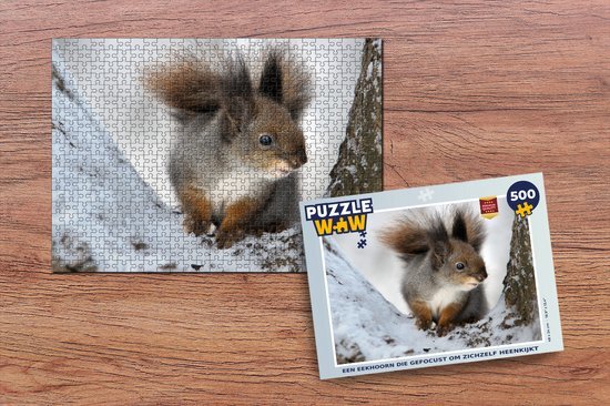 MuchoWow Puzzel Eekhoorn - Dier - Boom - Winter - Legpuzzel - Puzzel 500 stukjes