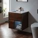 Hudson Reed Hoxton Meuble lavabo suspendu avec niche – 61,2 cm – Avec lavabo effet marbré – Chêne foncé - Avec lumière LED – Design moderne
