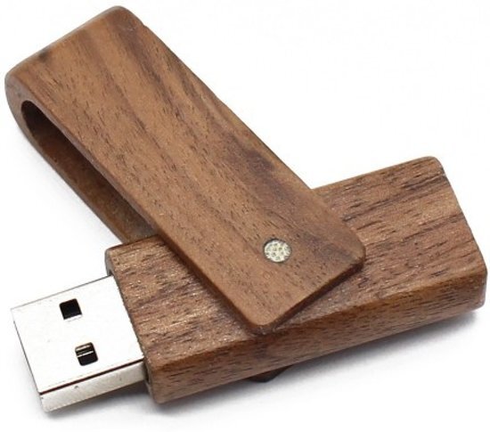 Allesmakkelijk.nl Walnoot hout uitklap USB stick 32gb