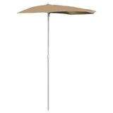 vidaXL Parasol half met paal 180x90 cm taupe