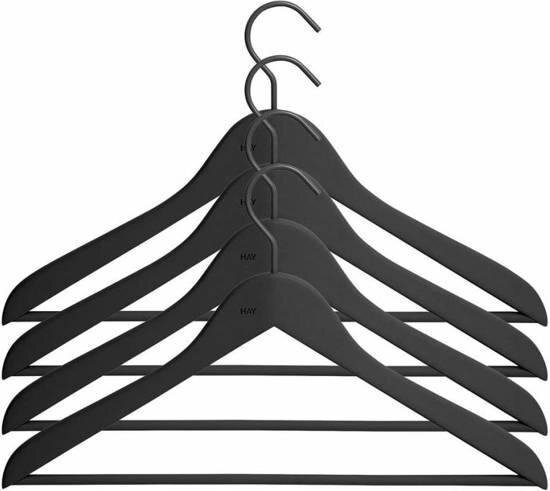 Hay, Hay Soft Coat Hanger Kapstok wide met bar zwart 4 stuks