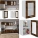 vidaXL Bovenkast Lyon 40x31x60 cm Glas en Bewerkt Hout Gerookt Eikenkleurig