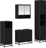 vidaXL Badkamermeubel Set 4-delig Zwart Eiken 37,5 x 35 x 188,5 cm