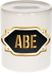 Bellatio Decorations Shoppartners Bv Spaarpot met voornaam Abe - wit - met goud/zwart embleem - 8 x 9 cm - keramiek - met afsluitdop - cadeau verjaardag