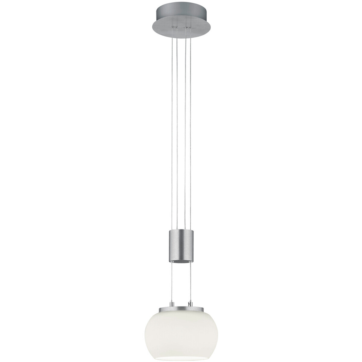 BES LED LED Hanglamp - Hangverlichting - Trion Maliba - 8W - 1-lichts - Warm Wit 3000K - Dimbaar - Rond - Mat Nikkel - Aluminium