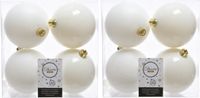Decoris Kerstballen - 8x st - wol wit - 10 cm - kunststof - kerstversiering