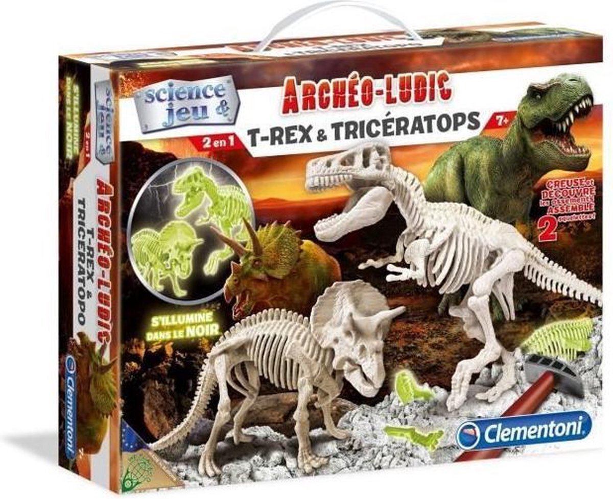 Clementoni Arch?o Ludic - T-Rex & Triceratops Phosphorescent - Wetenschap & spel