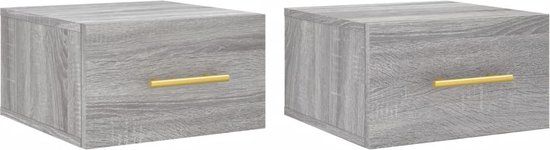 vidaXL Nachtkastjes - Set van 2 - Wandgemonteerd - 35x35x20 cm - Grijs Sonoma Eiken