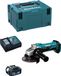 Makita Mini-haakslijper DGA452RTJ1 (1 x 5,0 Ah accu + oplader DC18RC + transportkoffer MAKPAC 3)