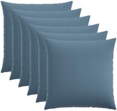 vidaXL - Kussensloop - 6 st - HEERLEN - Jeans - Blauw - 55 x 55 cm - Stof
