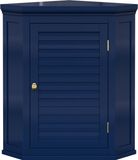Teamson Home Glancy Badkamerkast - Houten Muurbevestiging Hoekkast Met Deur en Planken - Marineblauw