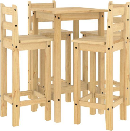 vidaXL 5-delige Barset massief grenenhout