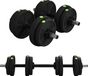 Haltère courte - 2-en-1, réglable avec barre de connexion - 10–15 kg - Poignée antidérapante - Entraînement de force des bras - Gymnase à domicile - Noir