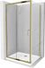Mexen Apia cabine de douche porte coulissante 130 x 70, transparent, or + receveur de douche plat, blanc