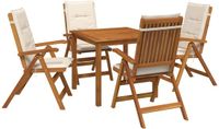 vidaXL 5-delige tuin eetset Crèmekleurig Massief Acacia Hout
