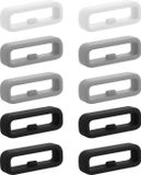 kwmobile 10x Horloge band lusje geschikt voor 22mm Smartwatch Strap (Universal) lus bandje voor Fitness tracker en smartwatch van silicone - grijs / zwart / wit