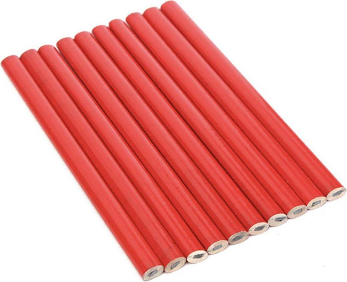 HaverCo Timmerman potloden 10 stuks - Timmermanspotlood - 175mm - Rood